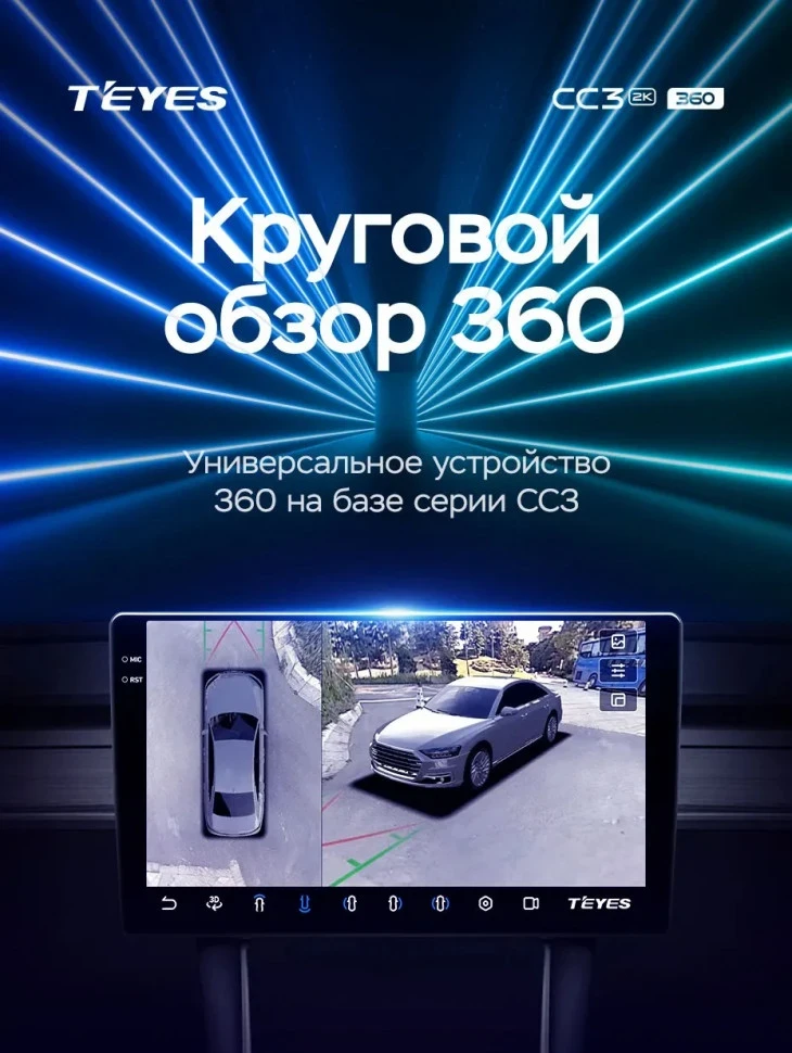 Штатная магнитола Teyes CC3 2K 360 6/128 Toyota RAV4 5 XA50 (2018-2023) F2 Тип-A