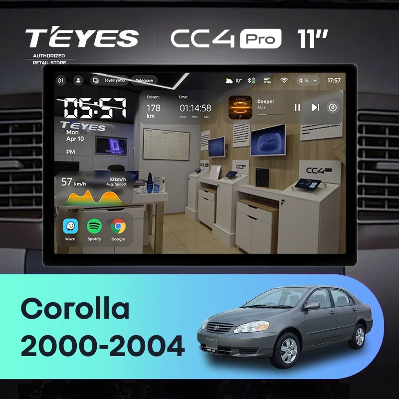 Штатная магнитола Teyes CC4 Pro 12/256 Toyota Corolla E130 E120 (2000-2004) (11")