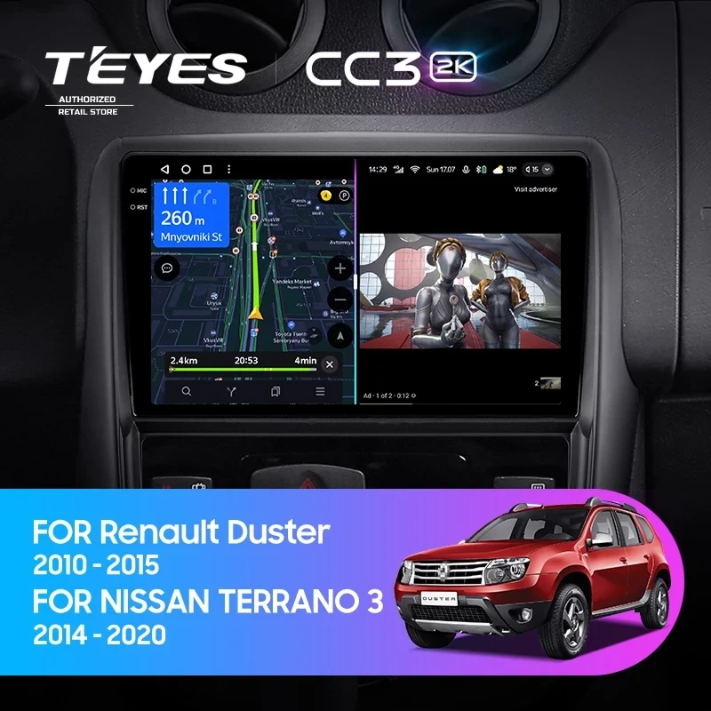 Штатная магнитола Teyes CC3 2K 6/128 Renault Duster 1 (2010-2015)