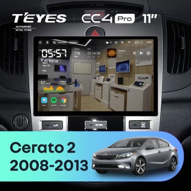 Штатная магнитола Teyes CC4 Pro 12/256 Kia Cerato 2 TD (2008-2013) F1 (11")