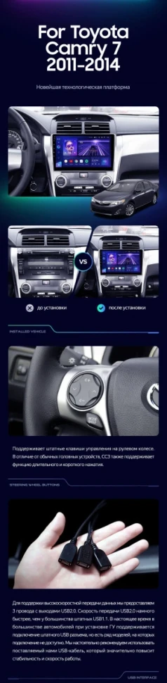Штатная магнитола Teyes CC3 4/32 Toyota Camry 7 XV 50 55 (2011-2014) F4