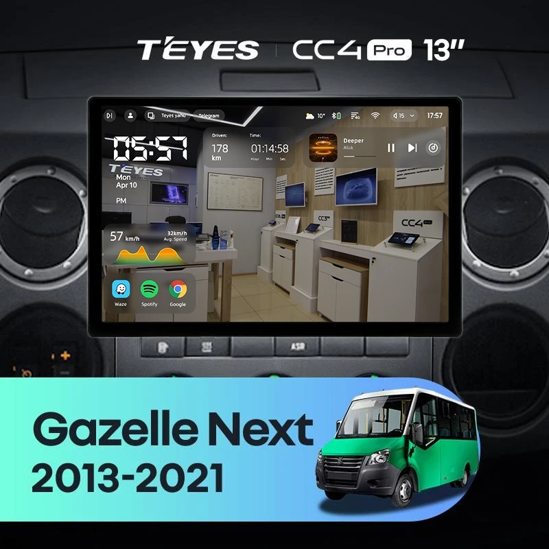 Штатная магнитола Teyes CC4 Pro 12/256 для GAZ Gazelle Next (2013-2021) F3 (13")