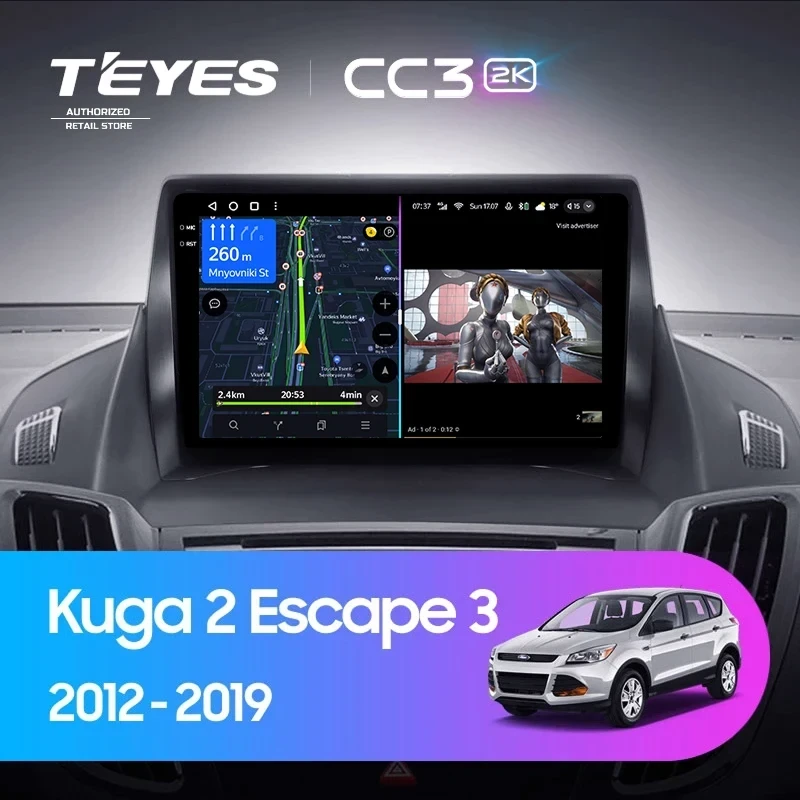 Штатная магнитола Teyes CC3 2K 4/64 Ford Kuga 2 (2012-2019) Тип-B