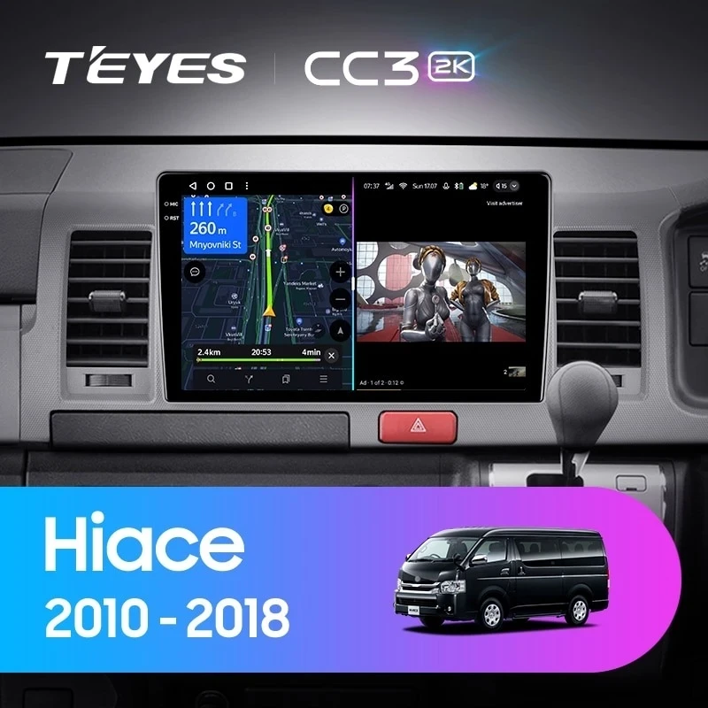 Штатная магнитола Teyes CC3 2K 4/32 Toyota Hiace H200 (2010-2018) Правый руль