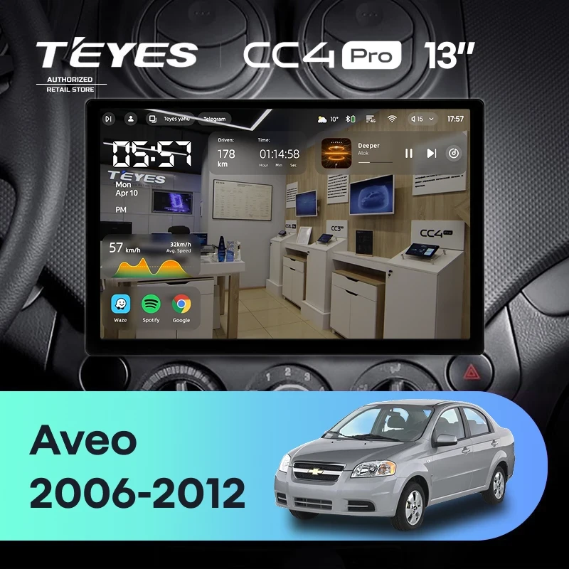 Штатная магнитола Teyes CC4 Pro 12/256 Chevrolet Aveo T250 (2006-2012) (13")