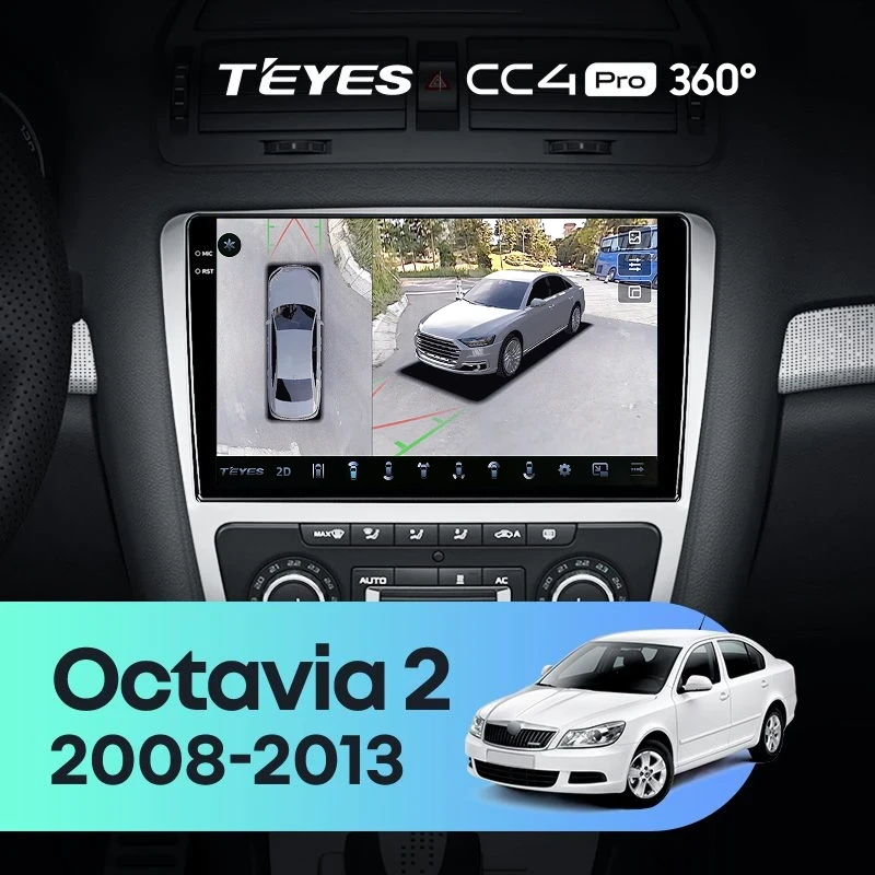Штатная магнитола Teyes CC4 Pro 360 12/256 Skoda Octavia 2 A5 (2008-2013) Серая