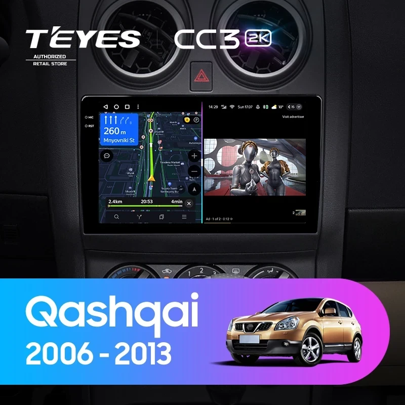 Штатная магнитола Teyes CC3 2K 360 6/128 Nissan Qashqai 1 J10 (2006-2013) F2
