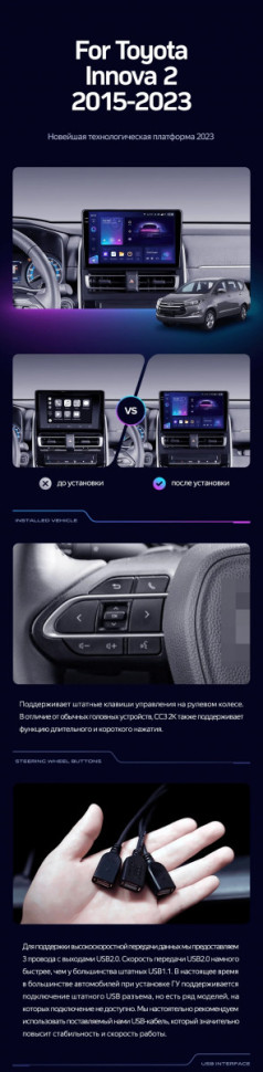 Штатная магнитола Teyes CC3 2K 360 6/128 Toyota Innova 2 (2015-2023)